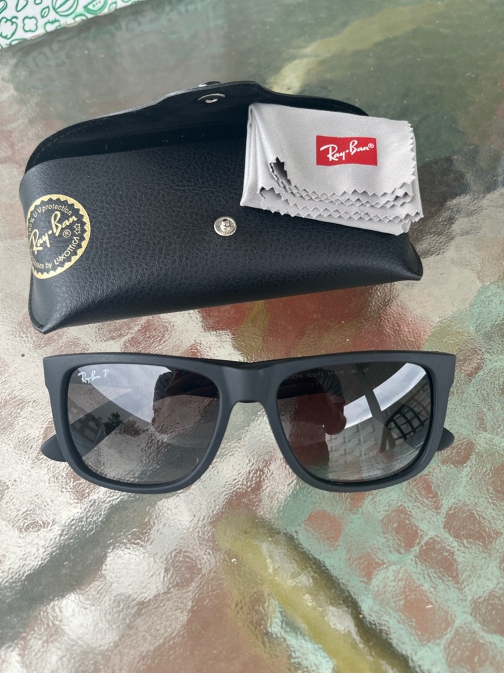 Polarized Ray-Ban Black Matte Wayfarer Sunglasses with Case